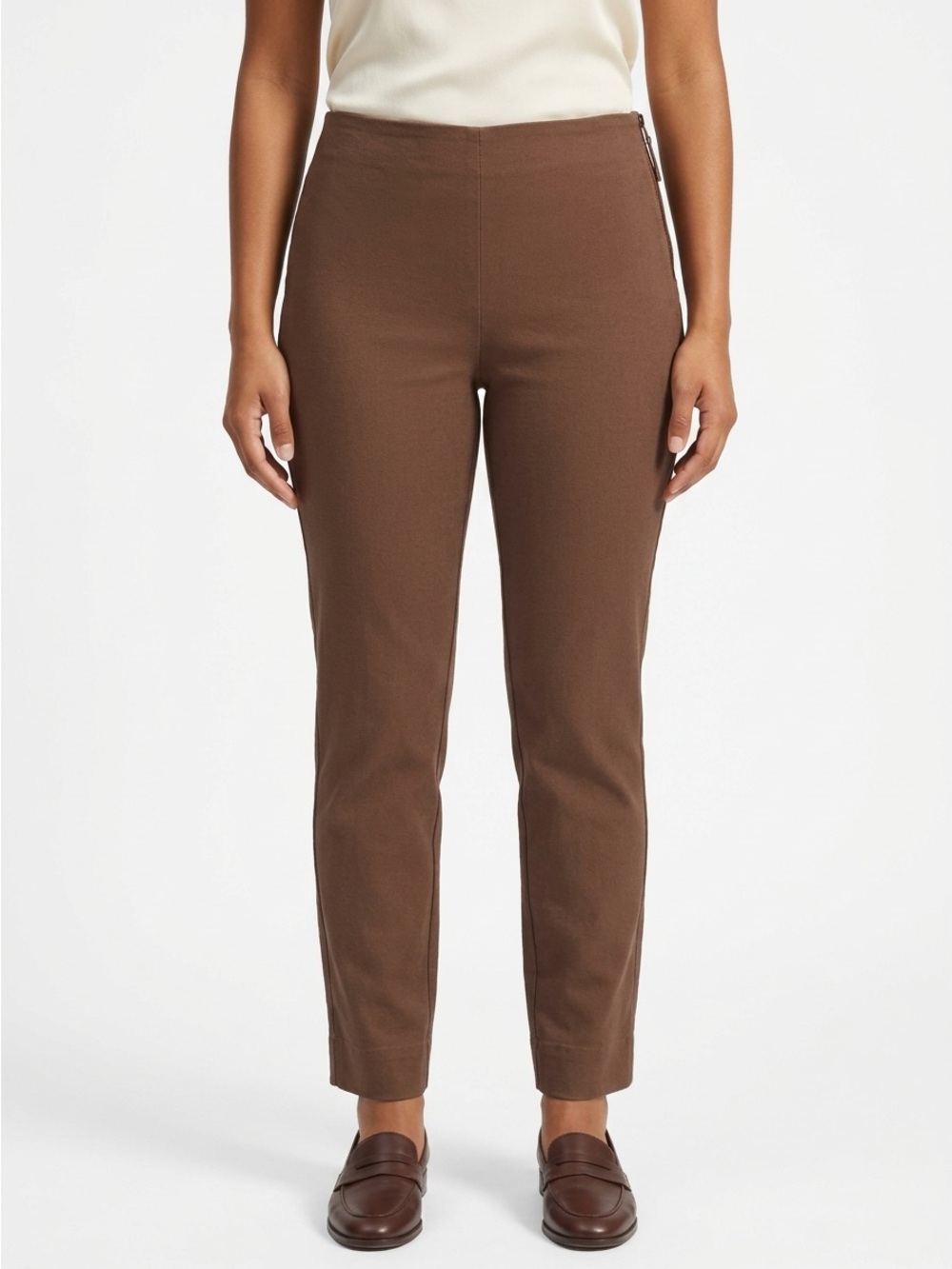 Everlane Side Zip Work Pant High Rise Ankle Cotton Cocoa Brown 10